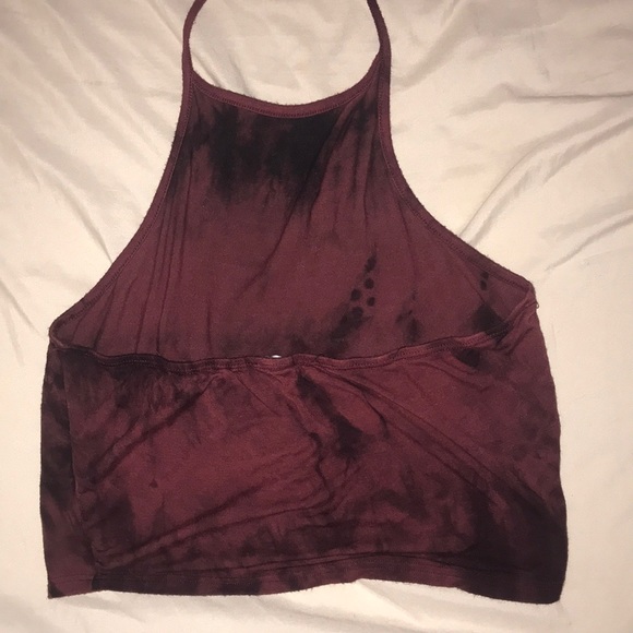 Maroon tie-dye halter crop top - Picture 2 of 2